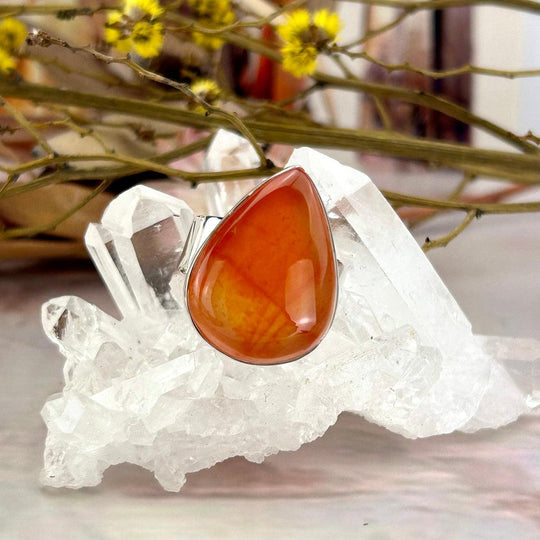 Carnelian Teardrop Ring