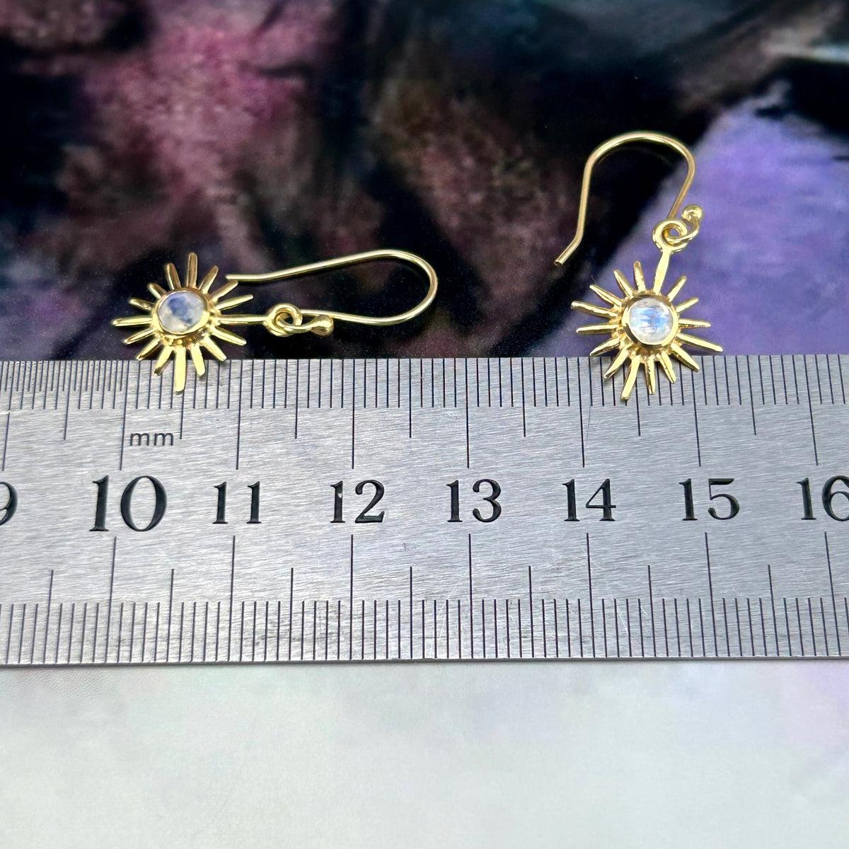 Gold Sun Gemstone Earrings
