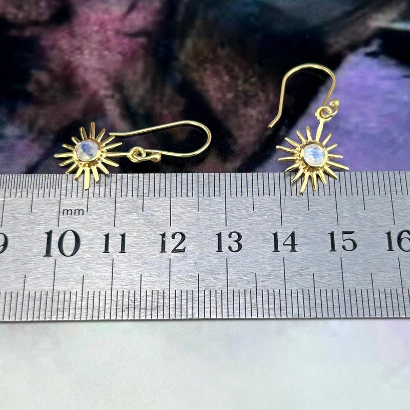 Gold Sun Gemstone Earrings