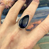 Battered Silver Labradorite Ring
