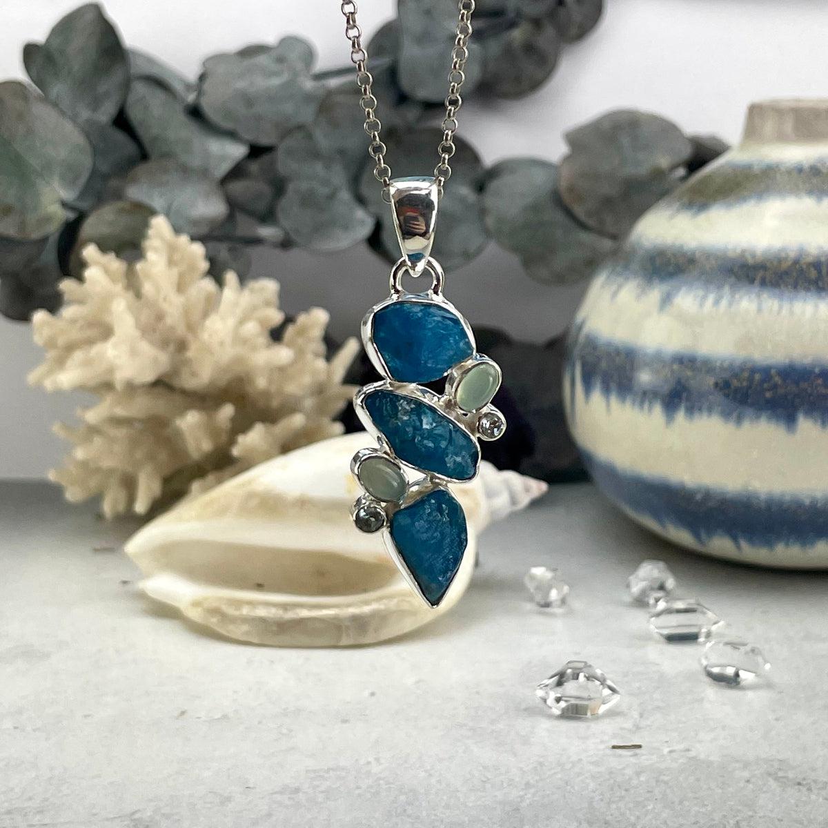 Blue Crystal Silver Pendant