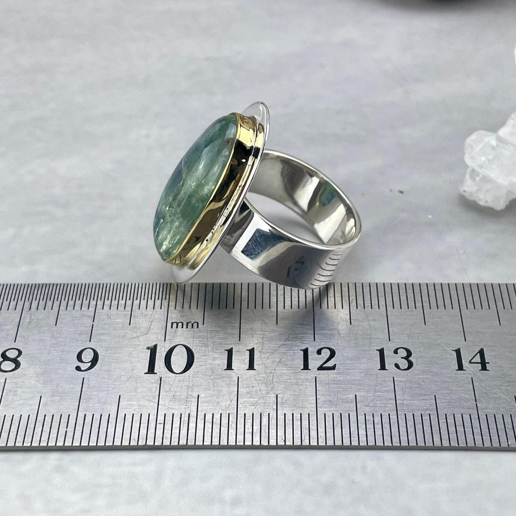 Green Crystal In Gold And Silver