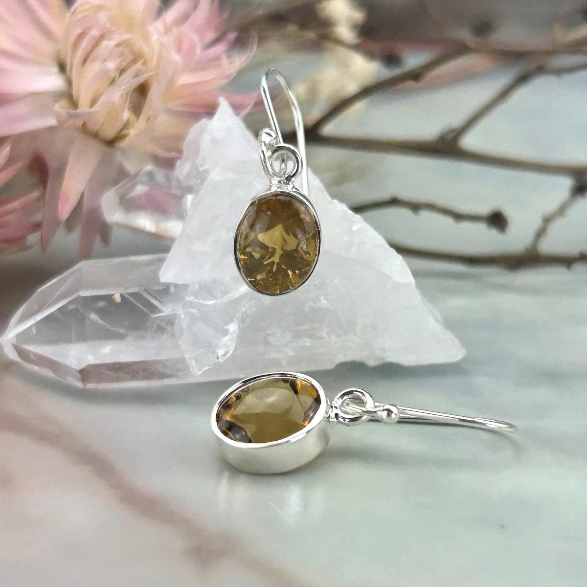 Citrine Oval Drop Earrings