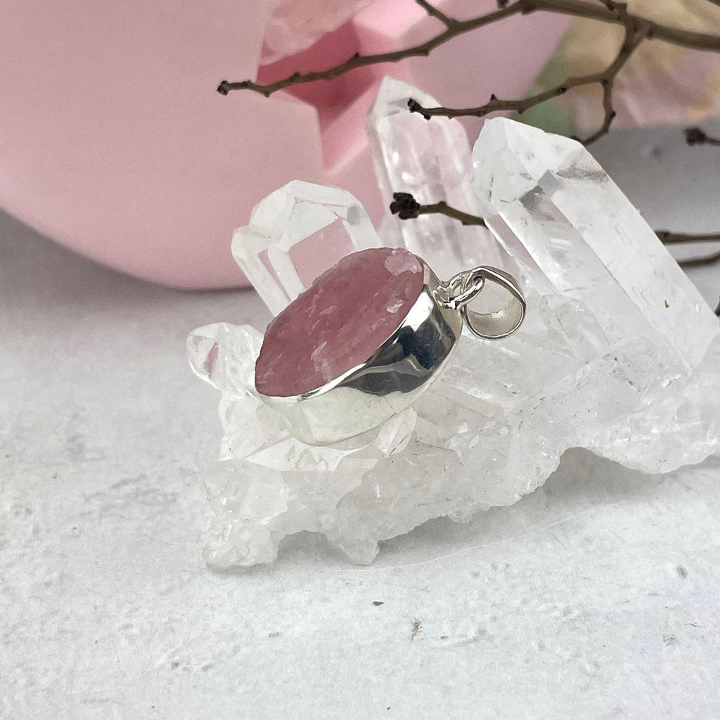 Raw Oval Morganite Pendant