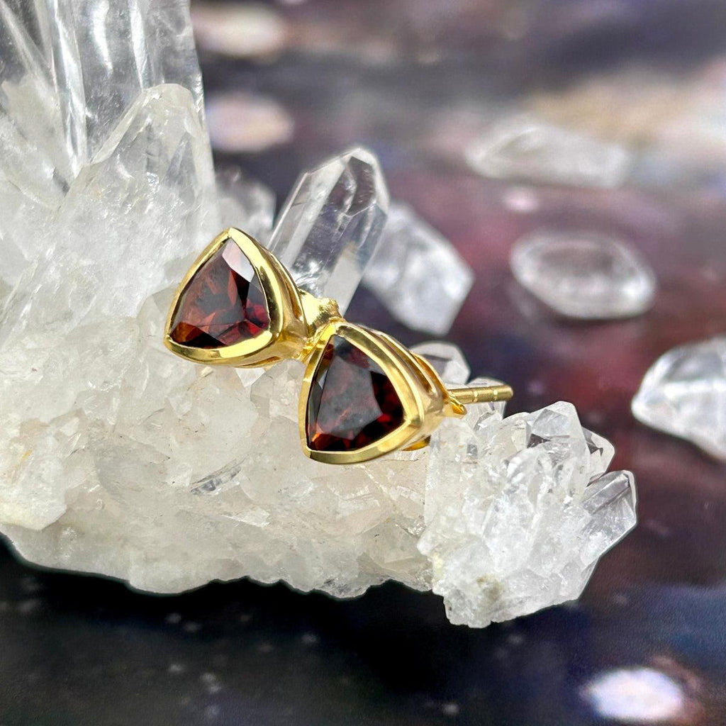 Garnet Trillion Studs