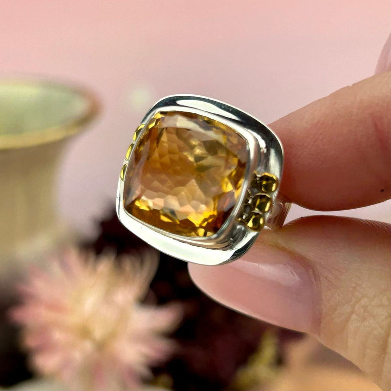 Square Cut Citrine Ring