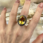 Chunky Silver Gemstone Ring