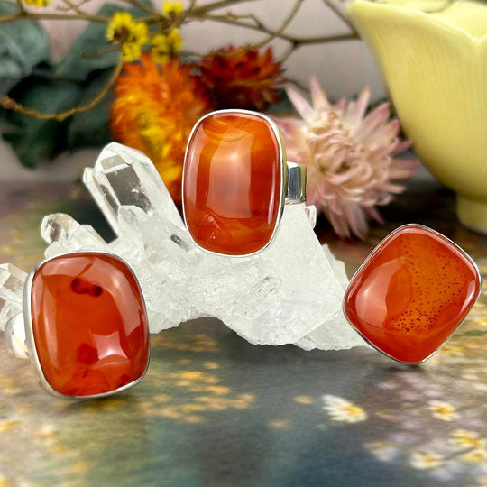 Carnelian Rectangle Rings