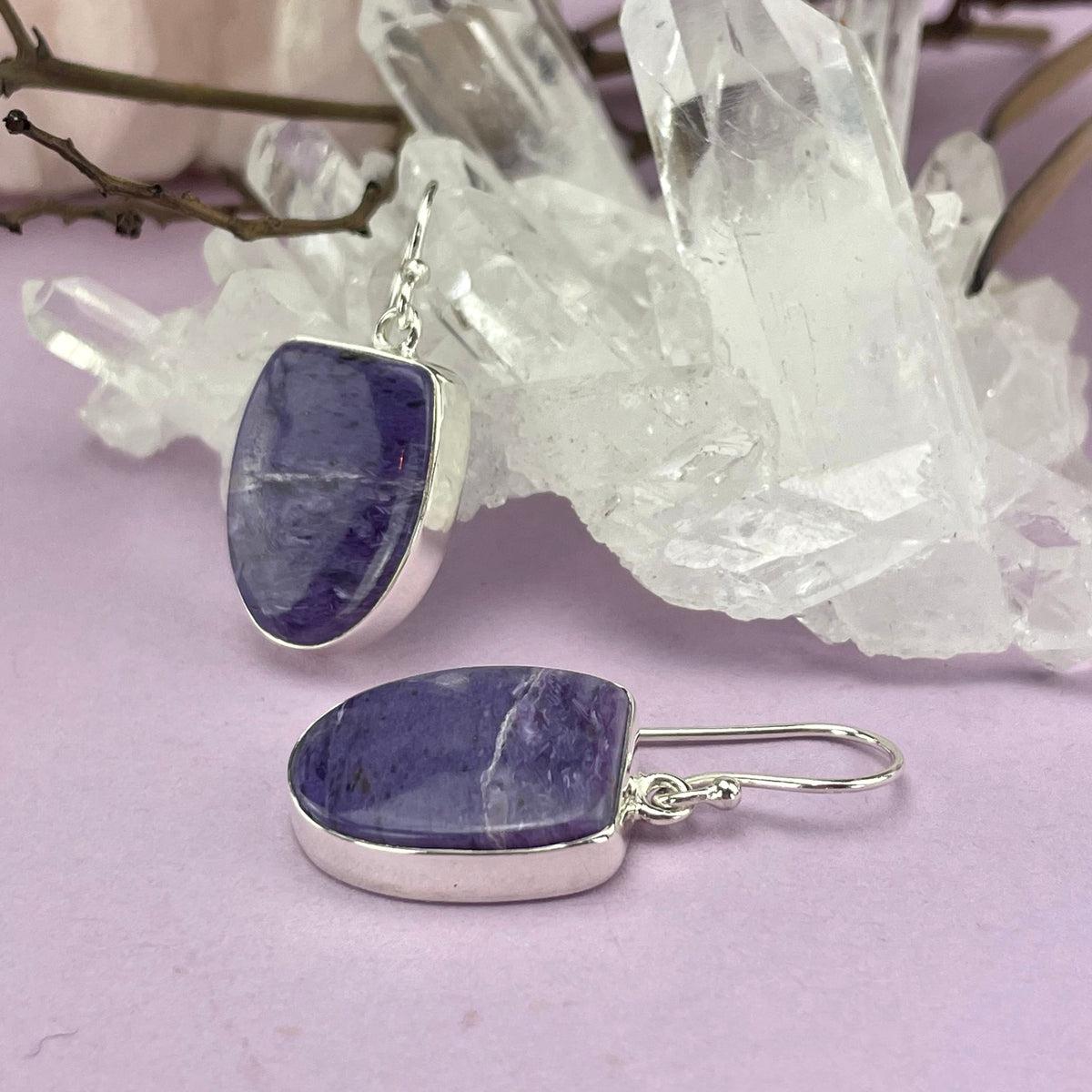 Vibrant Purple Silver Earrings