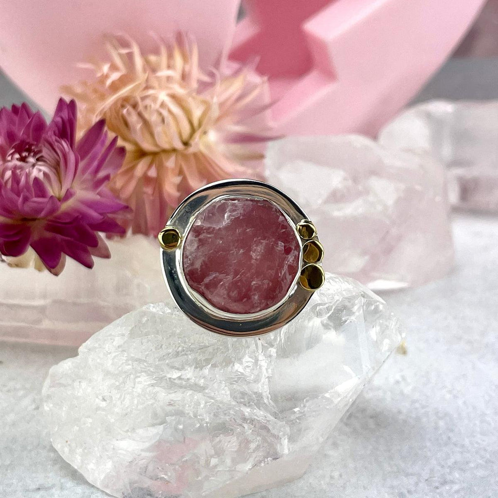 Rough Cut Morganite Silver Ring
