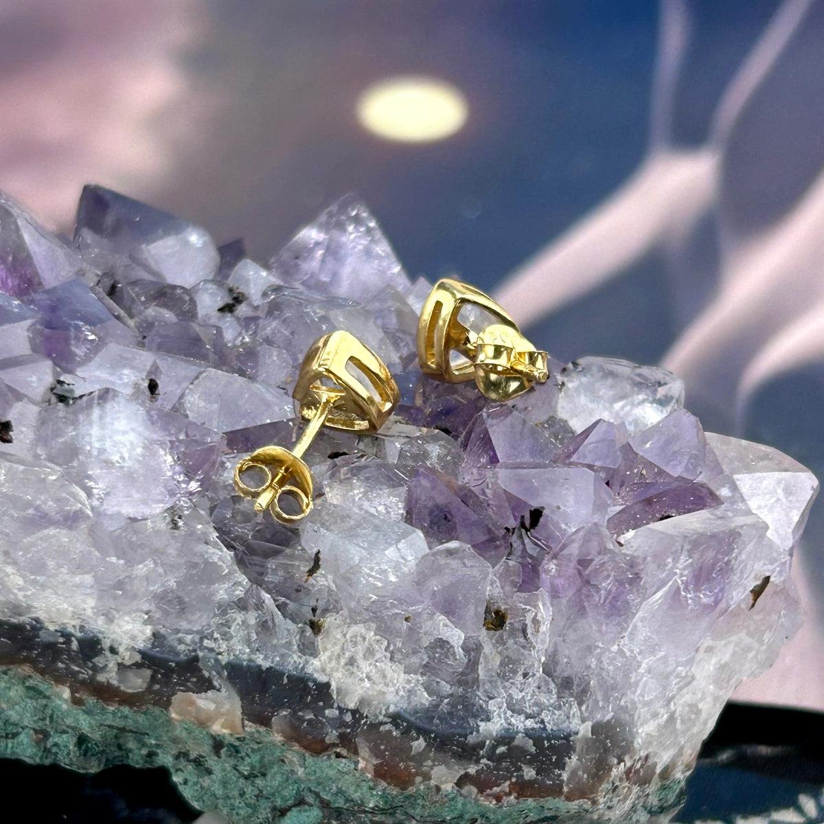 Rainbow Moonstone Trillion Studs