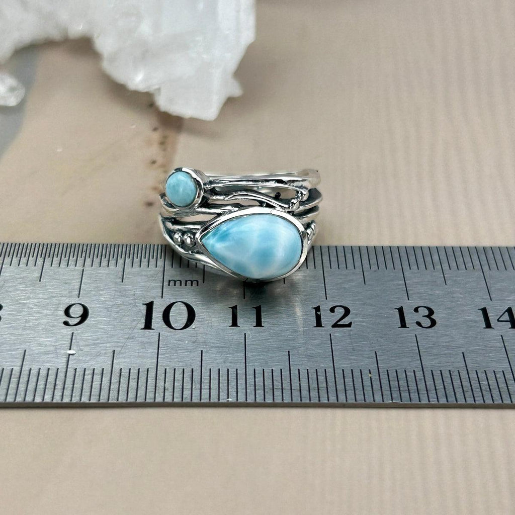 Blue And White Larimar Ring