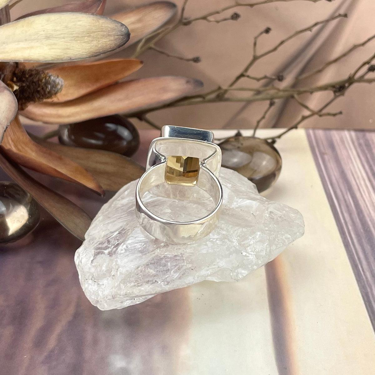 Large Square Citrine Ring