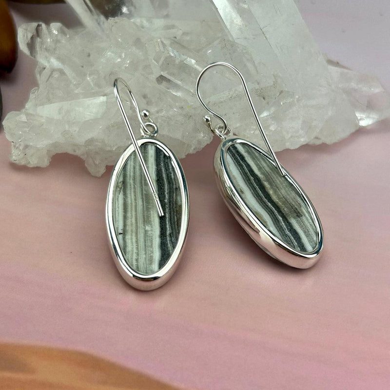 African Oval Silver Earrings