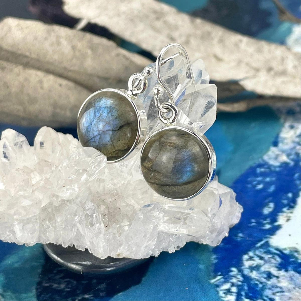 Labradorite Small Dome Earrings