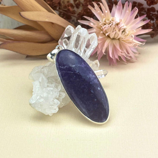 Lepidolite Elongated Oval Pendant