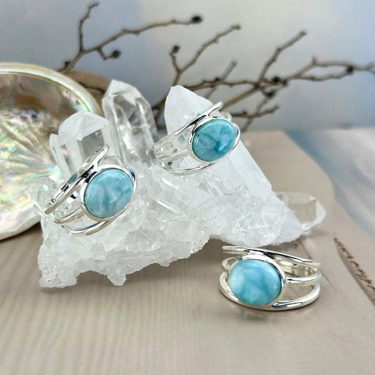 Larimar Oval Triple Band Ring