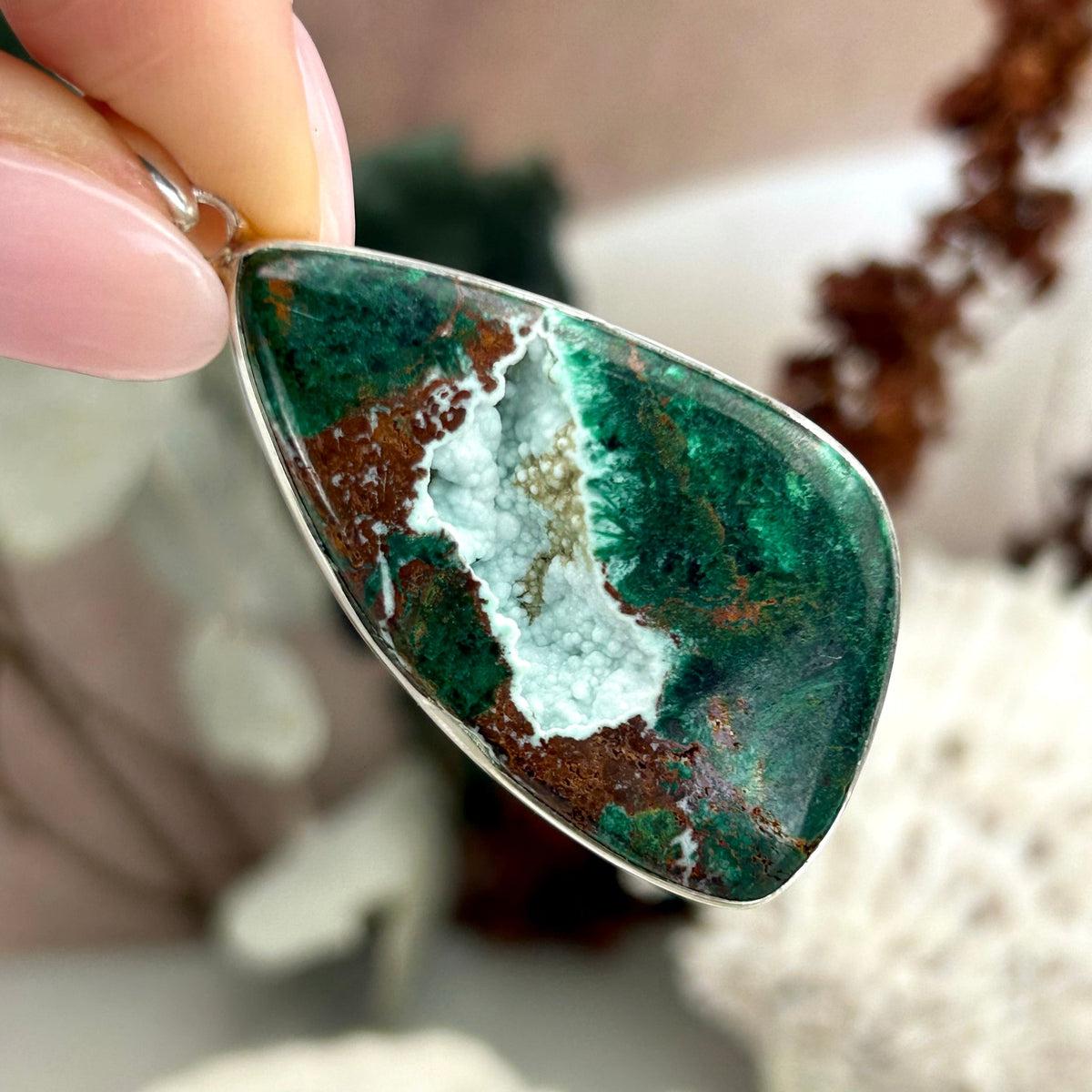 Chrysocolla Crystal Pendant