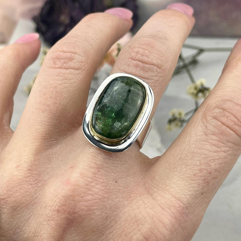 Green Kyanite Silver Ring