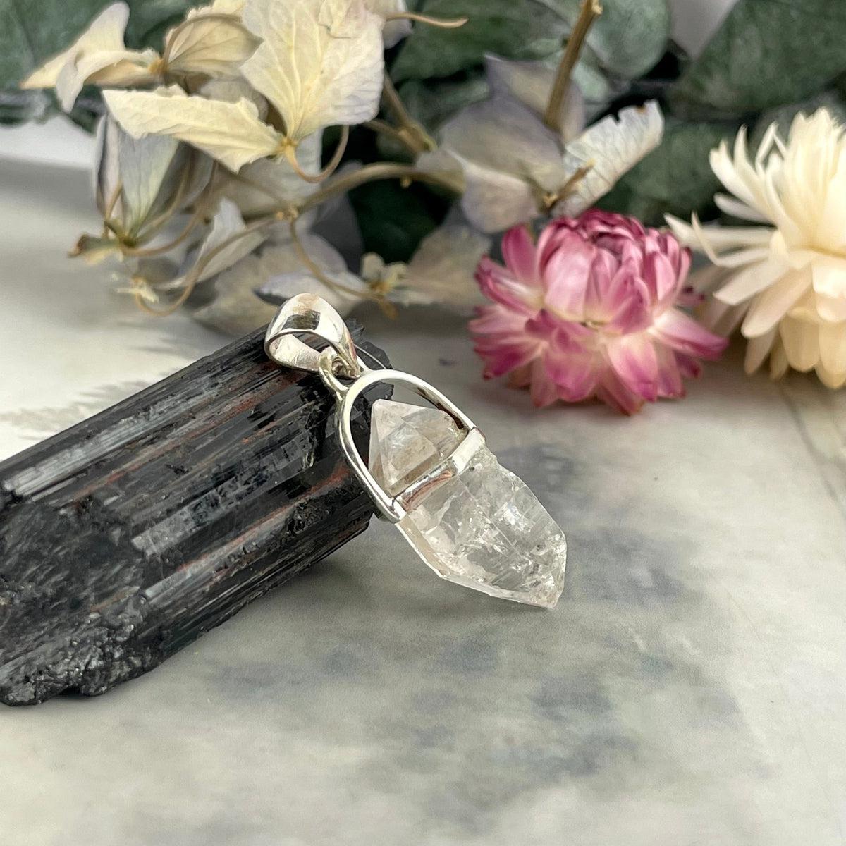 Tibetan Quartz Raw Small Double Terminated Point Pendant