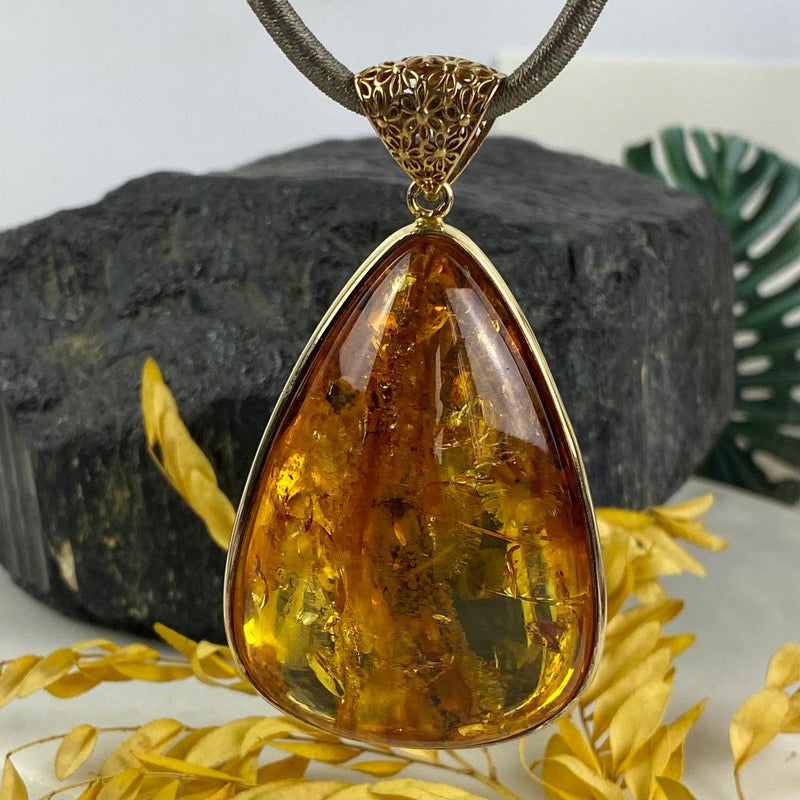 Gold Baltic Amber Pendant