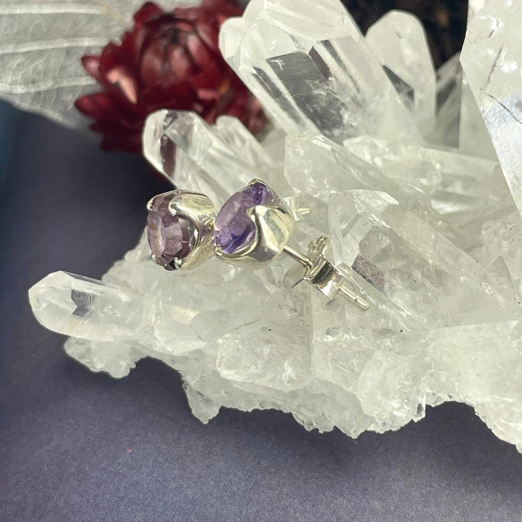 Purple Crystal Stud Earrings