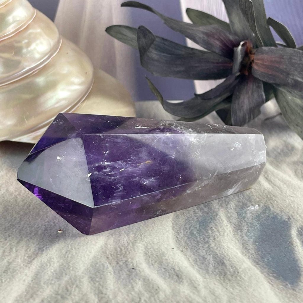 Amethyst With Smokey Quartz Point