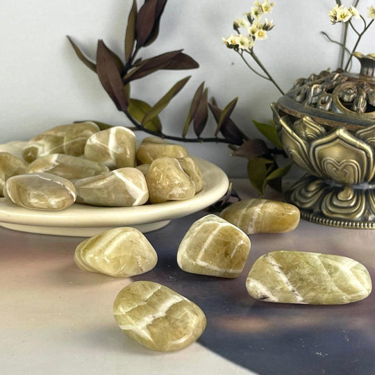 Green Chevron Amethyst Tumbled Stones