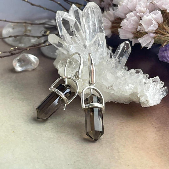 Smokey Quartz Double Terminated Drop Earrings