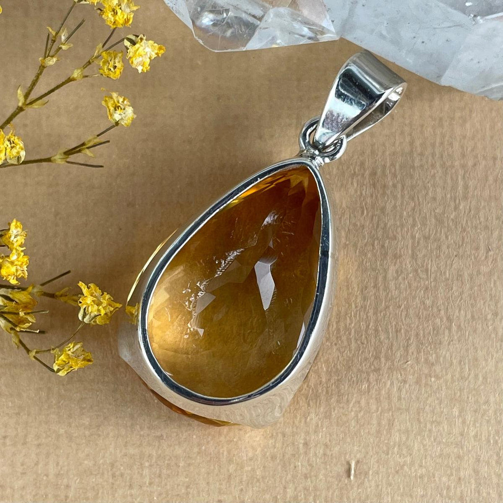Citrine Pear Cut Pendant