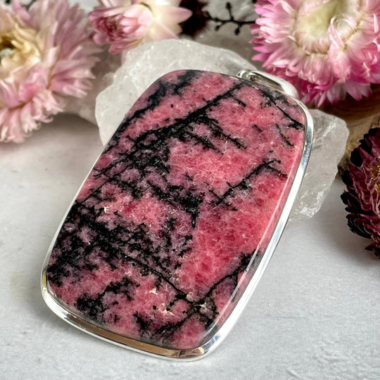 Rhodonite Rectangle Extra Large Pendant