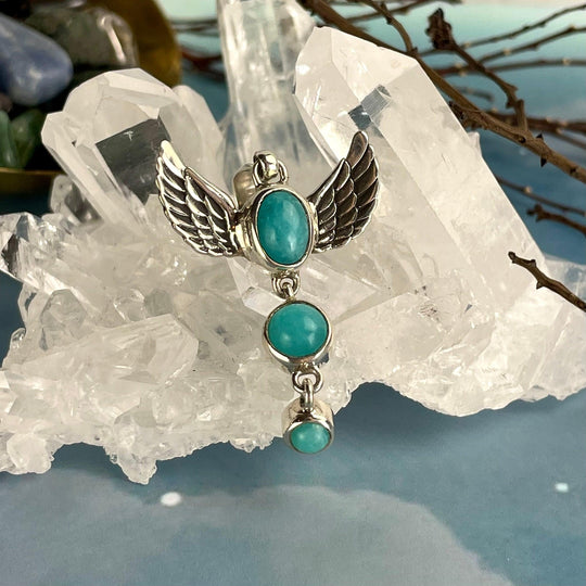 Amazonite Winged Triple Drop Pendant