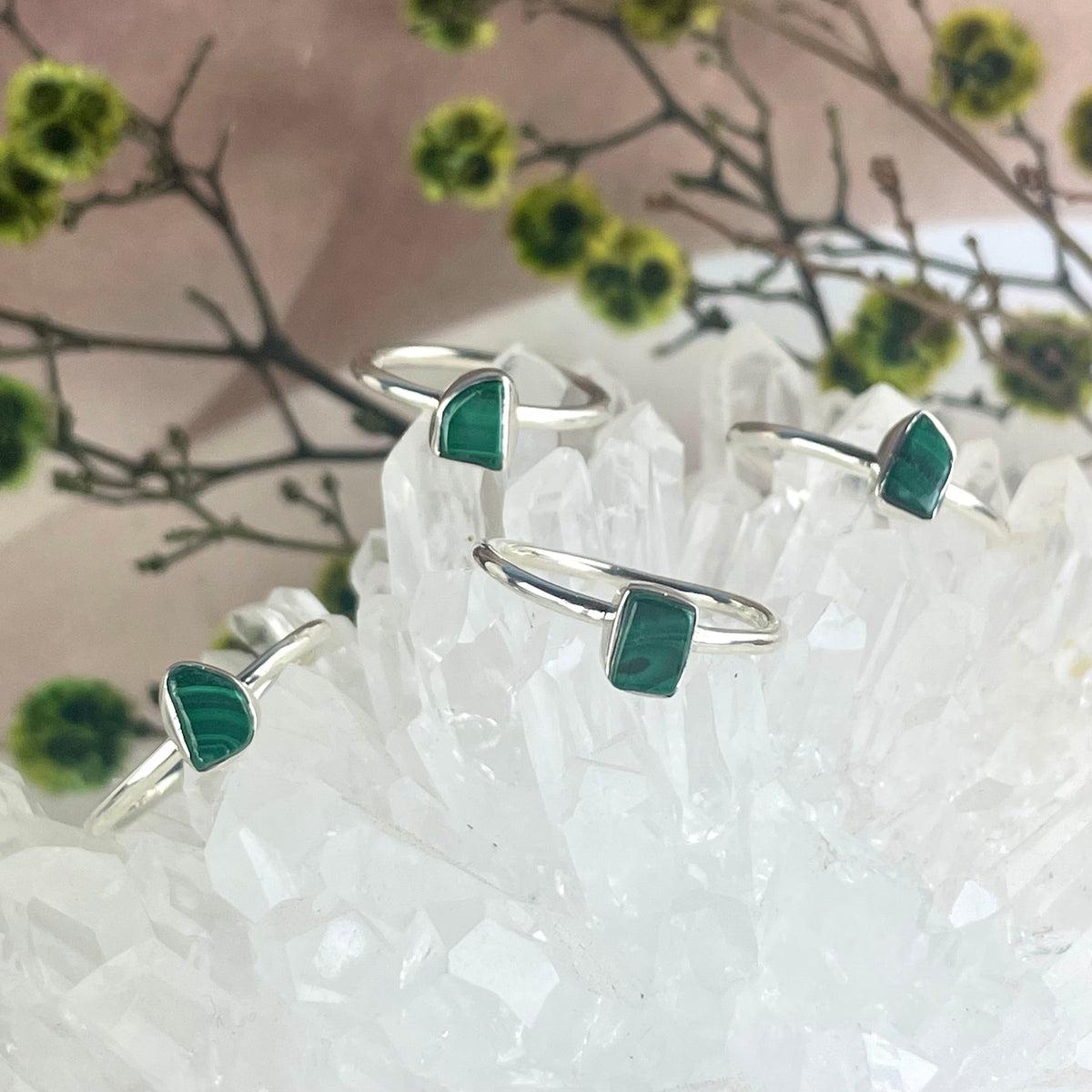 Raw Malachite Silver Ring