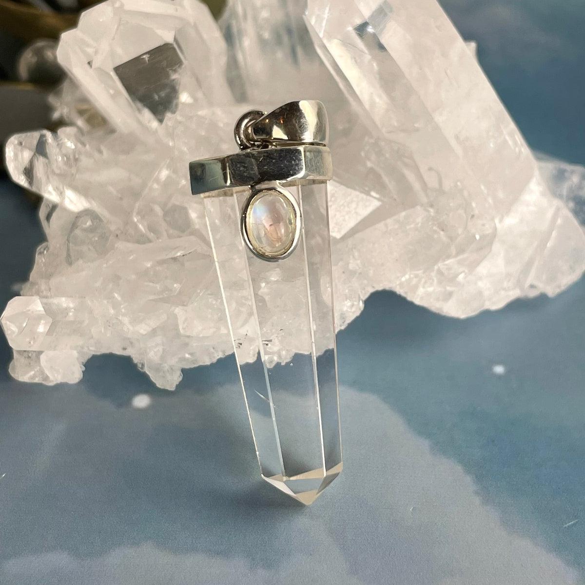 Clear Quartz And Moonstone Pendant
