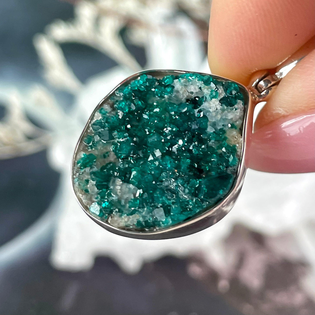 Green Druzy Crystal Pendant