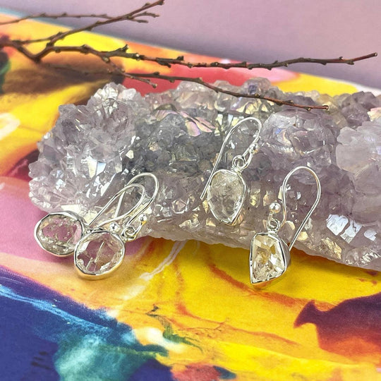 Herkimer Diamond Raw Drop Earrings