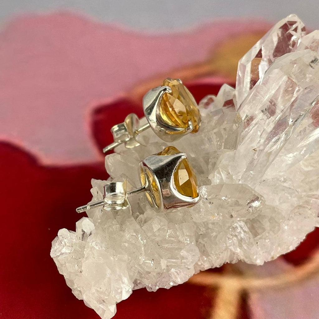 Citrine Sterling Silver Stud Earrings