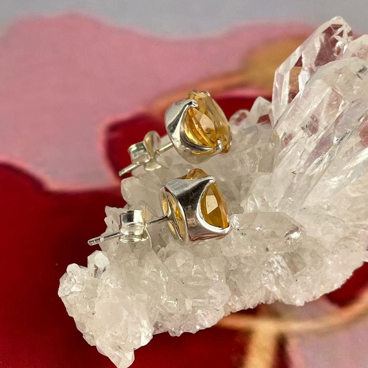Citrine Sterling Silver Stud Earrings