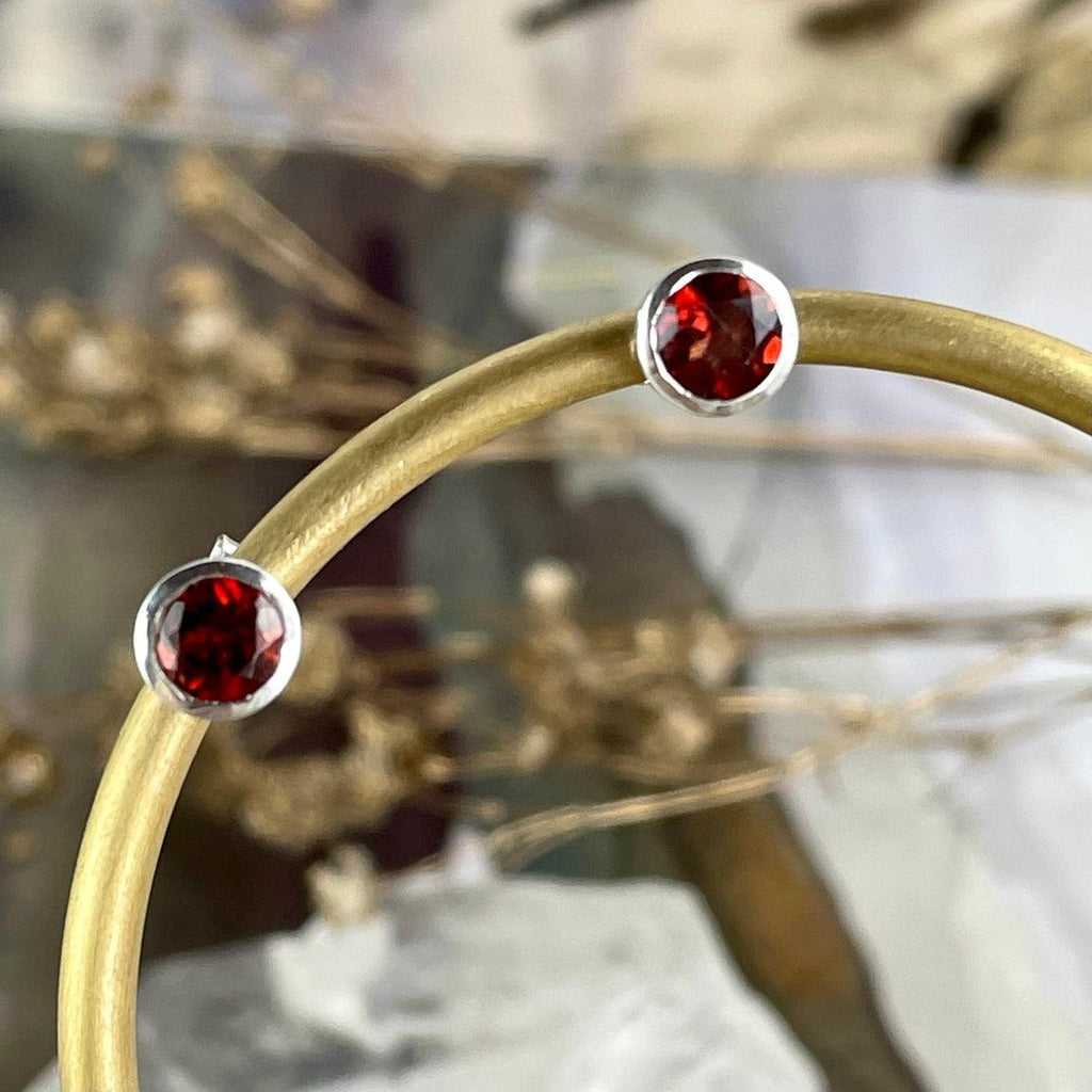 Garnet Circle Studs