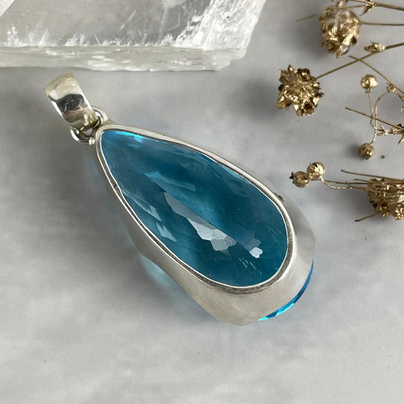 Blue Crystal Silver Pendant