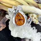 Cognac Amber Teardrop Pendant