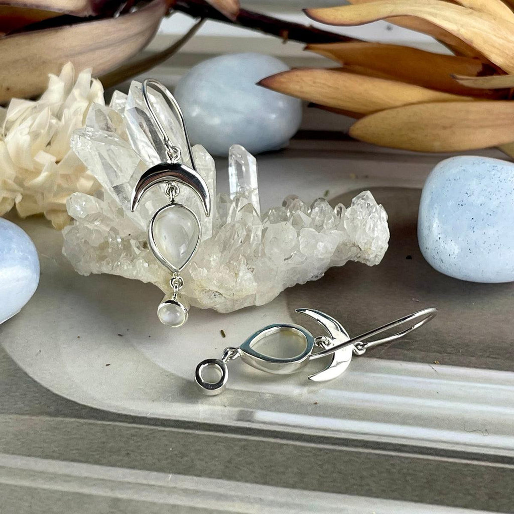 Crescent Moon Crystal Earrings