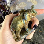Labradorite Elephant Hand Carved Statue