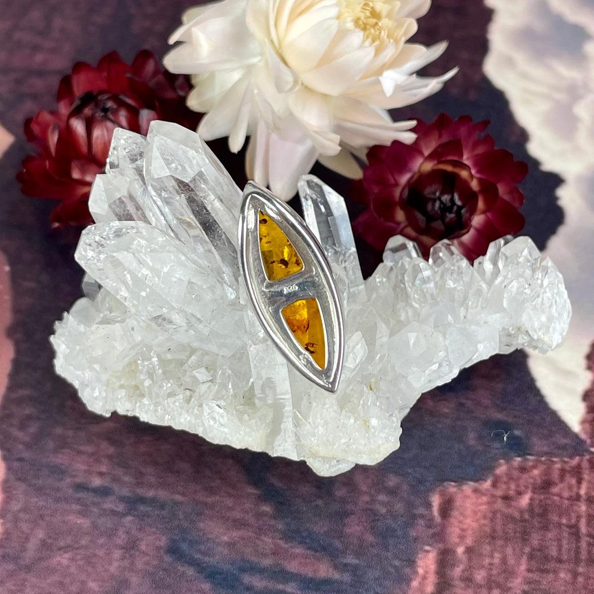 Amber Small Silver Pendant