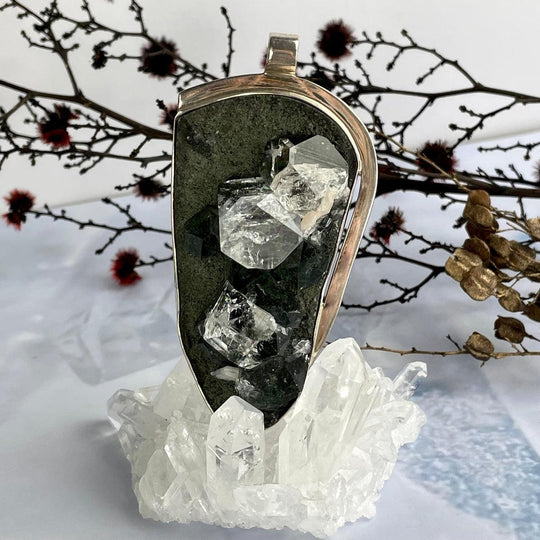 Apophyllite & Stilbite on Matrix Pendant