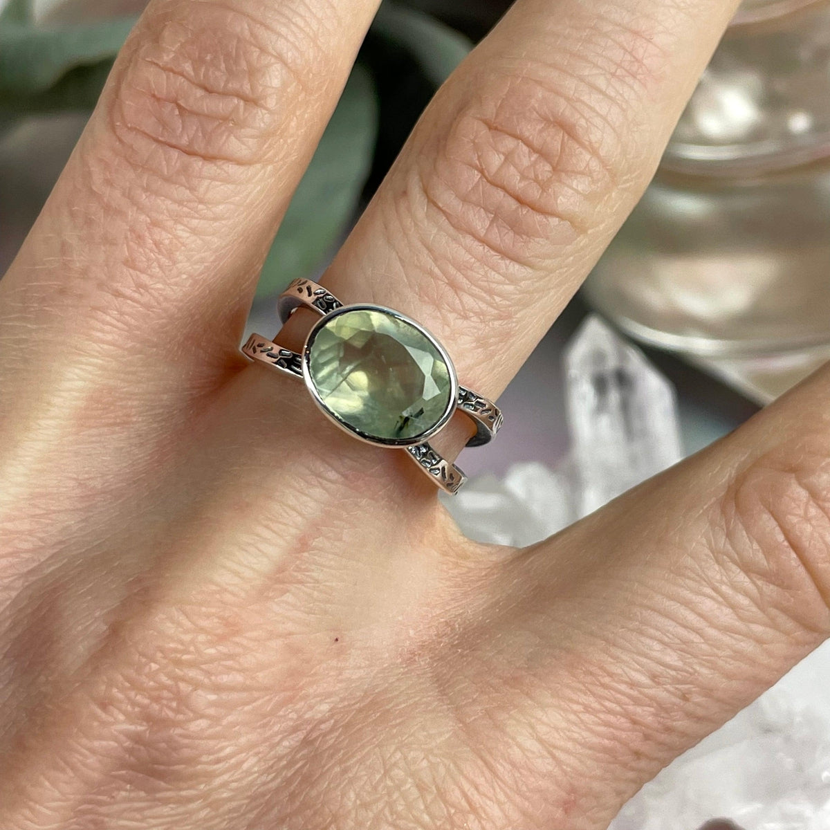 Prehnite Oval Cut Ring