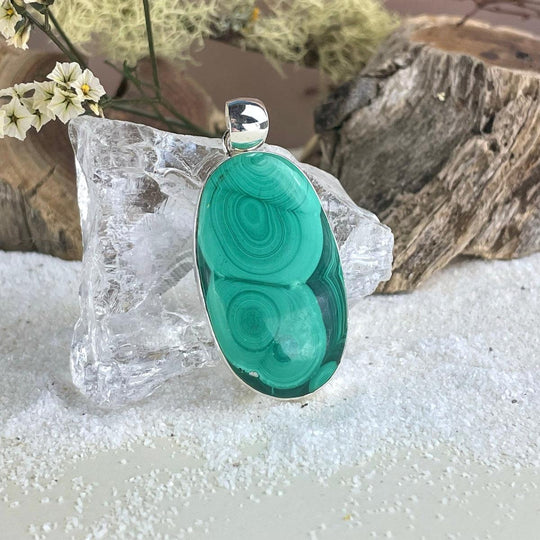 Malachite Elongated Oval Pendant
