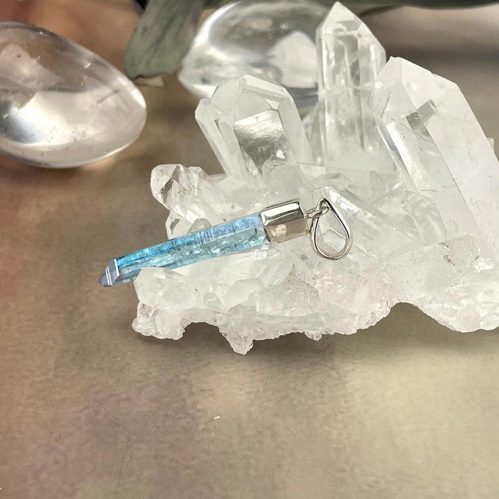 Crystal Bar Silver Pendant
