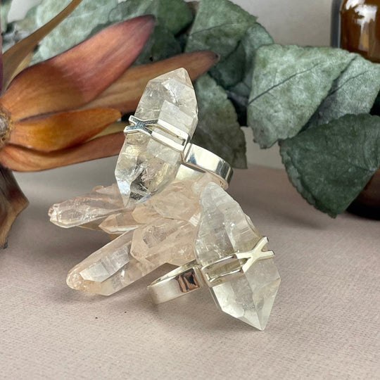 Tibetan Quartz Raw Double Terminated Point Ring