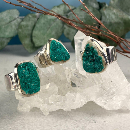 Dioptase Raw Freeform Ring